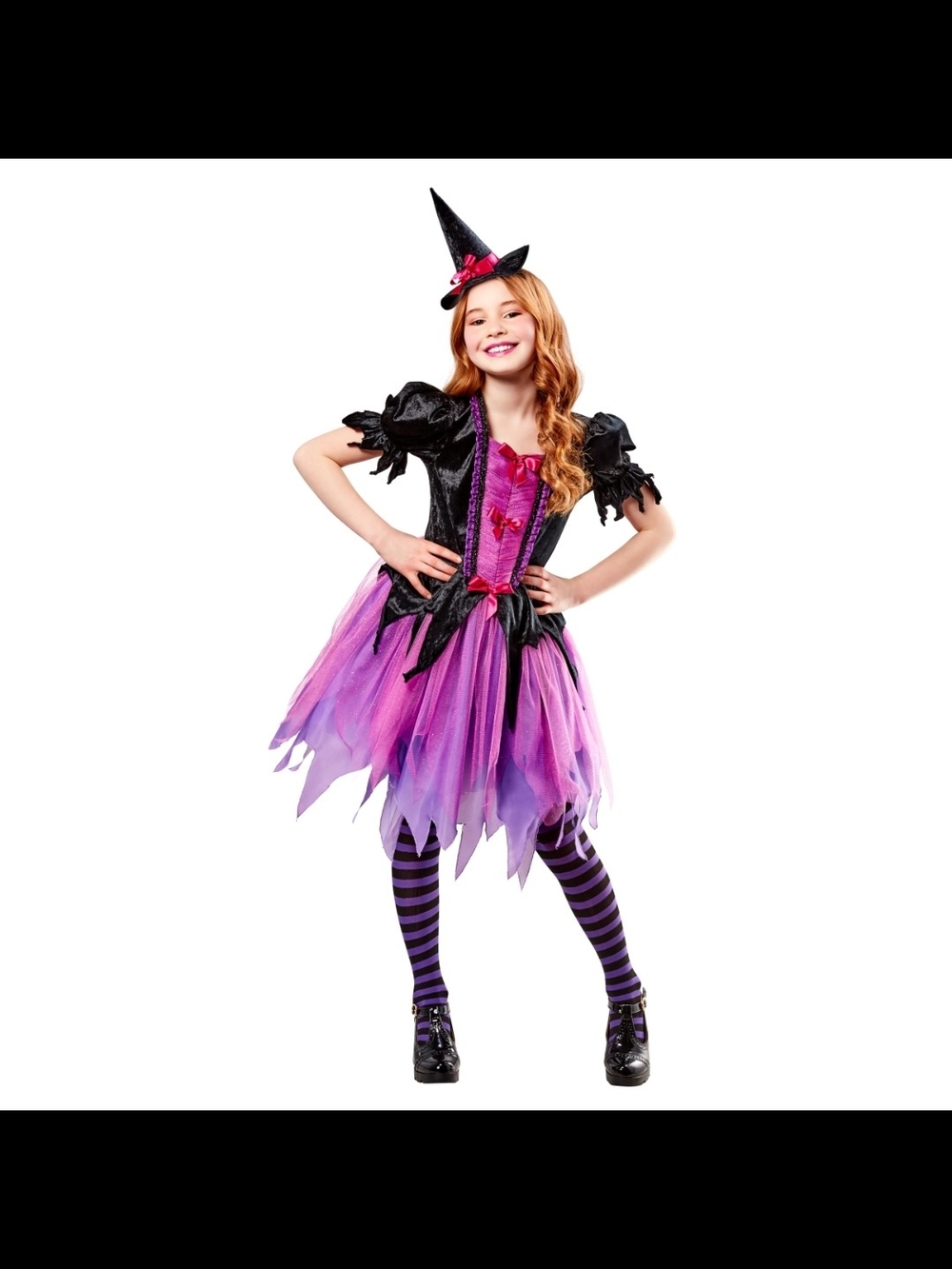 Girls' Purple Witch Costume with Hat